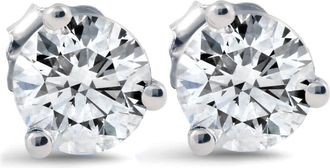 Pompeii3 1 ct Round Diamond Studs 14k White Gold Clarity Enhanced