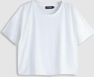 Jeanne Vouland Tee-shirt Mago Jersey Flammé Lin Blanc