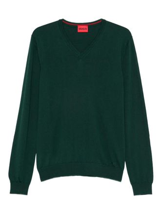 BOSS V-neck wool sweater - Green