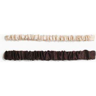 H&M 2-pack Silk Hairbands in Dark Brown/cream at Nordstrom