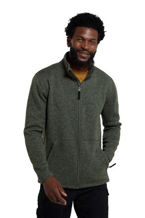 Mountain Warehouse Idris II Mens Full Zip Fleece - Breathable Jacket, Lightweight, Stand Up Neckline - Best for Spring Summer, Travelling, Outdoors, Hiking Green 2XL