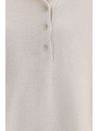 Allude Womens Polo-Neck Cashmere Sweater Cream (capra Hircus) Polo Tops