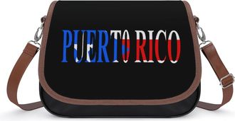 Generic P.R. Island Flag Crossbody Bags for Women Fashion Leather Shoulder Handbags With Adjustable Strap