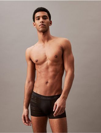 Calvin Klein Mens Sculpt Lace Low Rise Trunk - Black - XL