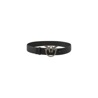 Pinko Belts, female, Black, Size: ONE SIZE Leather Belt with Buckle Detailing