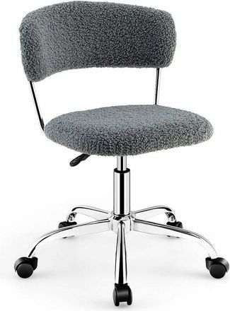 Costway Costway - Sedia da Ufficio, Poltrona da Ufficio Girevole con Schienale, Sedia da Scrivania Regolabile in finta pelliccia, Sedia da Scrivania per Sala