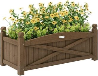 OUTSUNNY Jardinera De Madera Elevada Huerto Urbano Madera Para Cultivar Plantas Flores Hierba Para Jard&iacute;n Balc&oacute;n Terraza 90x39x37 Cm Caf&eacute; Oscuro