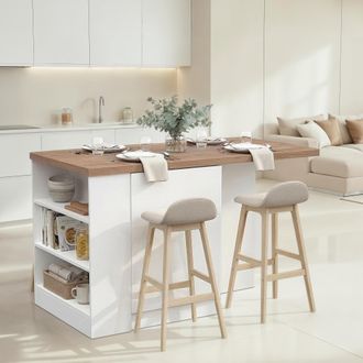 Dmora Isla De Cocina Migabato, Mueble Despensa Un Estante, 2 Compartimentos Made In Italy, Una Puerta, 160x80x90h Cm Blanco Brillante