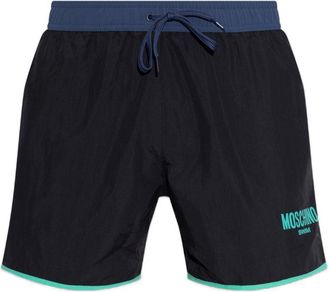 Moschino Black Relaxed Contrast Trim Swim Shorts