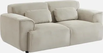 Sweeek Sweeek - Sof&aacute; De Pana De 2 Plazas, Wallas Terciopelo, Gris Beige, 178x97.5x73 Cm