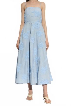 Rotate Flared Strapless Midi Dress In Light Blue