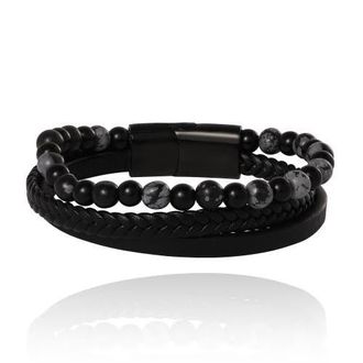 Lucky Brand Braided & Beaded Bracelet Set in Black at Nordstrom