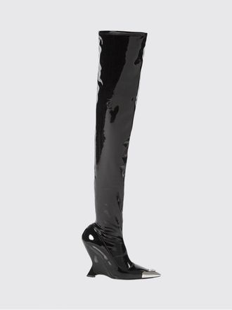 Philipp Plein Patent Leather Over-the-Knee Boots with Skull and Sculptural Heel