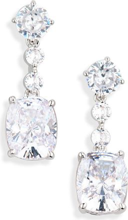 Nadri Cori Cushion Cut Cubic Zirconia Drop Earrings in Rhodium at Nordstrom Rack