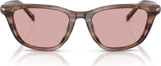 Diesel 52mm Cat Eye Sunglasses in Striated Brown /Light Violet at Nordstrom