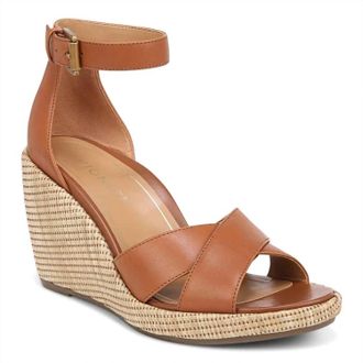 Vionic Womens Marina Wedge Sandal In Camel