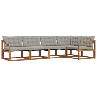 vidaXL Conjunto De Sof&aacute;s De Exterior 5 Pcs Gris Natural Y Claro Vidaxl