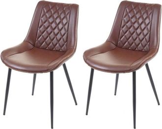 Hhg Set 2x sedie HHG-960 sala da pranzo ecopelle marrone