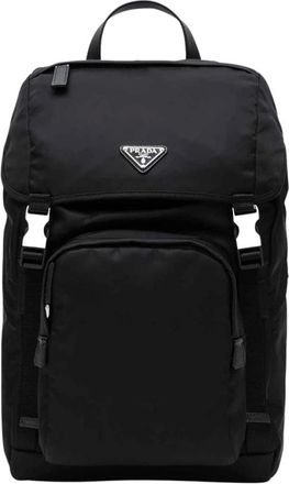 Prada Backpacks, male, Black, Size: ONE SIZE Re-Nylon and Saffiano Backpack