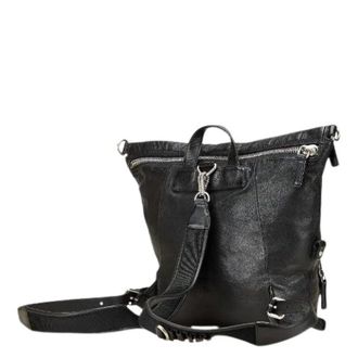 MCM Pre-owned Leren Rugzak - Dames - Pre-owned - Zwart - Maat: ONE Size Zijde