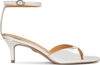 Kazar Zilveren sandalen met een band bij de hiel - Dames - Sandalen met hakken - Grijs - 36 EU - Leer - Schoenen