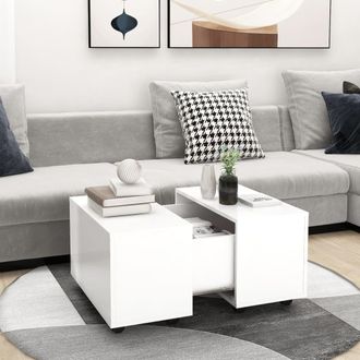 vidaXL Vidaxl - Mesa De Centro Madera Contrachapada Blanco 60x60x38 Cm