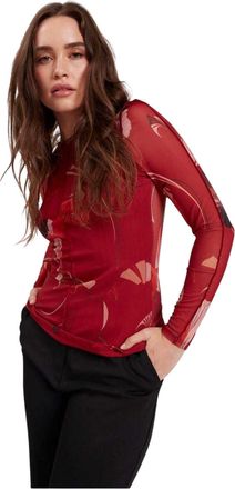 Ted Baker Dames-top met lange mouwen van mesh met bloemenprint (Rood)