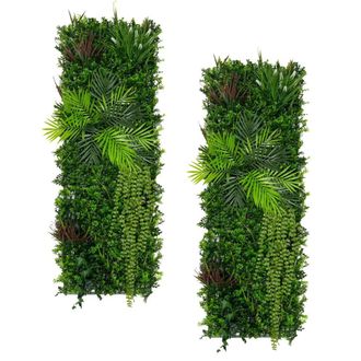 MonsterShop Alina Artificial Wall Tile x 2 - 50cm x 150cm in Green | Size: 50 cm x 150 cm