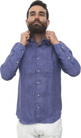 Vincenzo De Lauziers Camicia lino manica lunga Blu Vincenzo De Lauziers Uomo