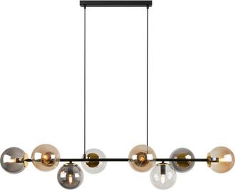 OEM L&aacute;mpara Colgante Siena Negra Y Dorada 8 Planas Pantalla Mixta E14