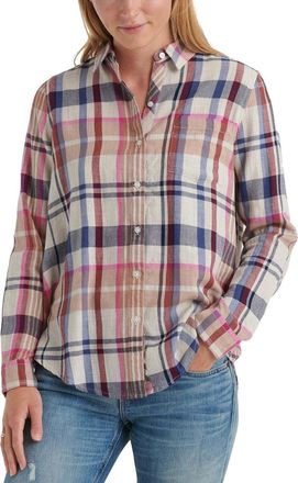 Lucky Brand Womens Classic One-Pocket Plaid Shirt Blue Size Extra Small