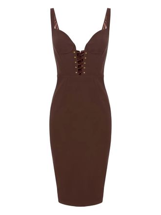 Elisabetta Franchi Abito corto con dettaglio incrociato - Marrone