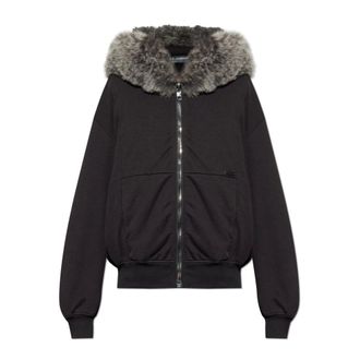 Dolce & Gabbana Zip-throughs, male, Black, M, Sweatshirt finished with fur