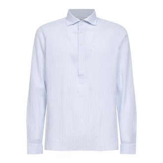 D4.0 Casual Shirts, male, Blue, Size: 4XL Buttoned Striped Shirt