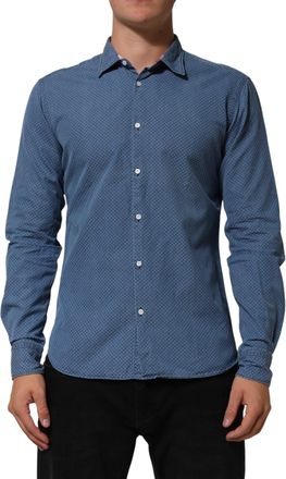 Aglini Cotton Slim Fit Colla Long Sleeve Casual Mens Shirt (Pre-Owned)