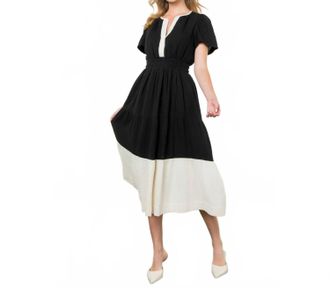 THML Clothing Tuxedo Twist Maxi Dress In Black/white