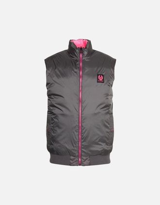 Belstaff Mens Belstaff Flash Circuit Granite Grey Reversible Down Gilet Jacket - Black - Size: 38/Regular