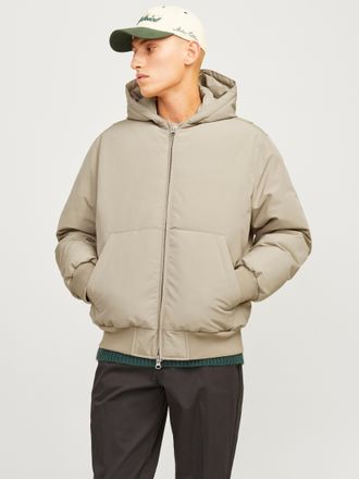 Jack & Jones Bomberjacke JACK & JONES JCOCOLLECTIVE BOMBER JACKET SN, Herren, Gr. XXL, beige (crockery), Web, Obermaterial: 100% Polyester, unifarben, regular fit,