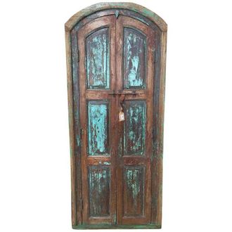 Wanderlust Deco Puerta De Madera Acabado Artesanal Azul 82x10x197h Cm