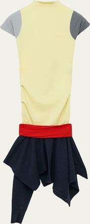 Loewe Mock-Neck Colorblock Handkerchief Dress