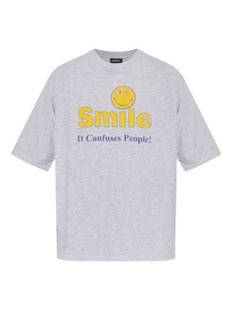 Dsquared2 Grey Relaxed Fit Smiley Graphic T-Shirt