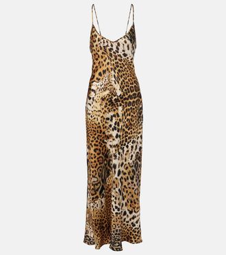 Roberto Cavalli Printed silk satin slip dress
