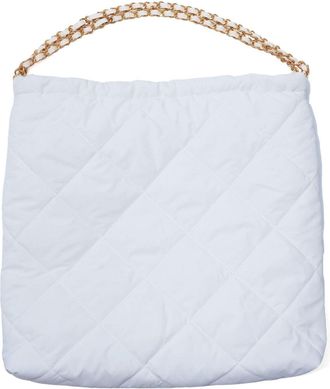 Adornia White Quilted Chain Strap Shoulder Bag