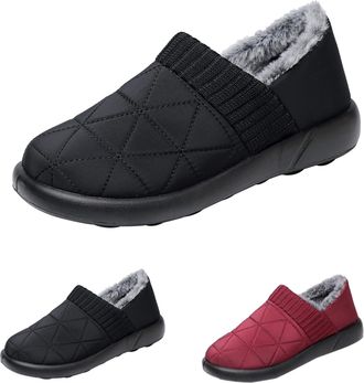 Generic Womens Slip on Ankle Boots Warm Fur Lined Winter Snow Boots Outdoor Lightweight Slip Resistant Shoes Women Men Casual Comfy Low Heel Walking Booties f