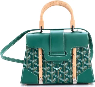 Goyard Structured Saigon Top Handle Bag Coated Canvas with Leather Mini