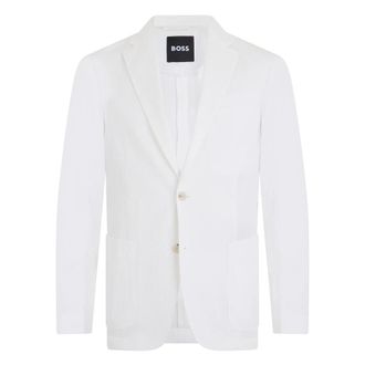 HUGO BOSS Hugo, Formal Blazers, male, White, Size: XL Single-breasted Cotton Jacket