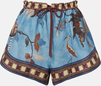 Alemais Georgie printed linen shorts