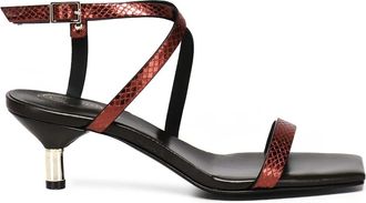 Giuliano Galiano Bordeaux Leren Sandalen met Vierkante Neus - Dames - Sandalen met hakken - Rood - 38 EU - Leer - Schoenen