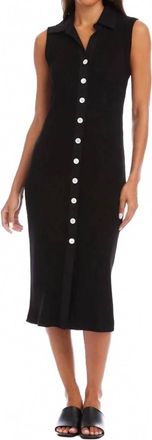 Karen Kane Ribbed Sleeveless Button Front Midi Dress In Black