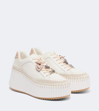 Chlo&eacute; Chlo&eacute; Zapatillas con plataforma Nama de piel